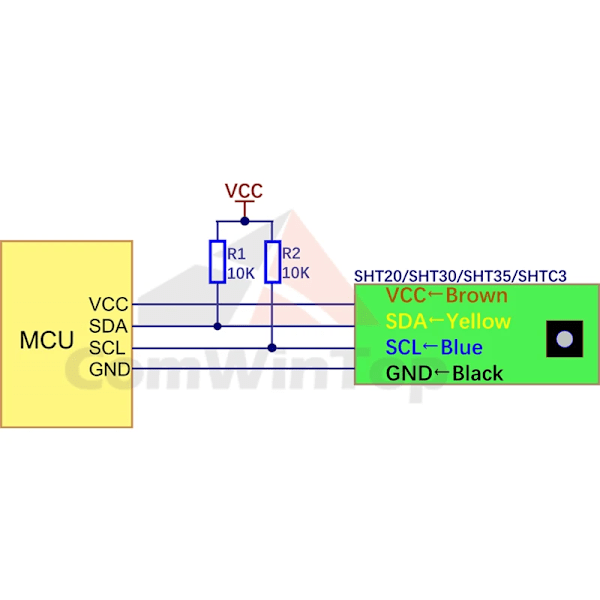 SHT20 SHT30 SHTC3 SHT35 I2C Temperatur- och fuktighetssensor CWT-I2CTH01-20-M