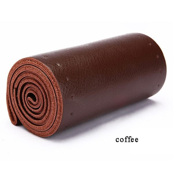 (kaffe)100 % äkta läder flätad cover 15 tums bilflätningsskydd på ratten för bilinredningstillbehör coffee