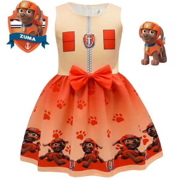 Paw Patrol Anime Barnkläder Tecknad Patrol Canine Girl Dress Digital Perifer Printing Girl Bowknot Dress Party Bal green 110cm