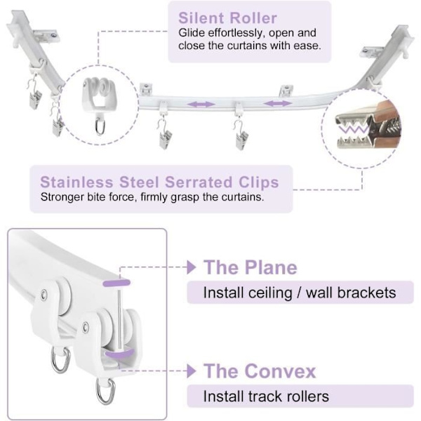 (Vit) Gardinstång - LECOO - 6 meter - Flexibel - Robust - Vit White