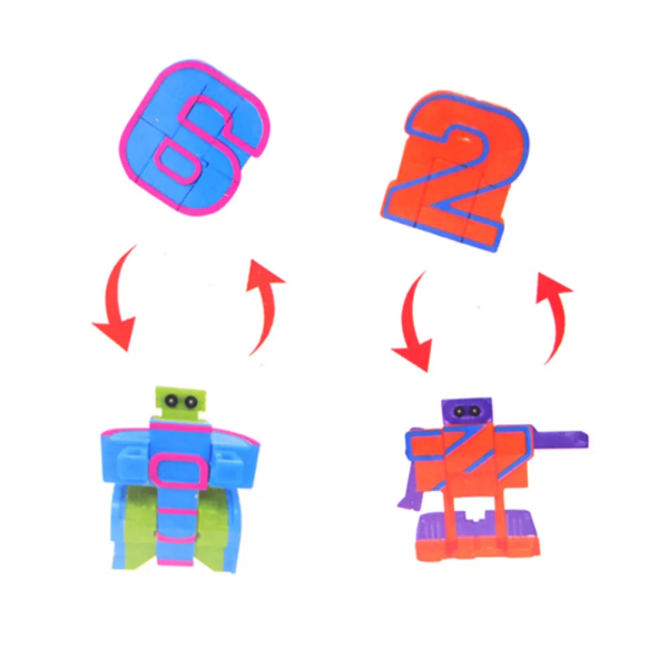 Transformation Robotleksaker för pojkar Nummerstudieserie STEM Utbildning Actionfigurer Leksak för barn Födelsedagspresent Byggklossar With Box