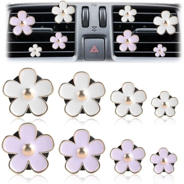 8 stk. Daisy Luftventilklips, Bil Diffuser Vent Klips Grilldekorasjon, Luftfriskerklips