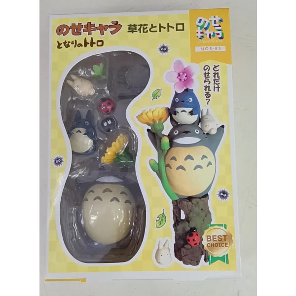 Miyazaki Hayao-serien Totoro Anime Figur Mini Staty Söta leksaker Rumsprydnader Kawaii Pvc Figurer Monterade leksakspresenter för barn C With Box