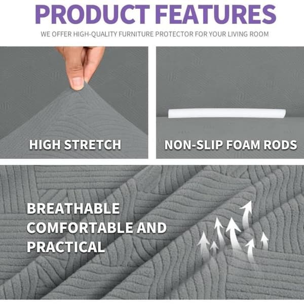 Stretch Fåtöljöverdrag - Märke - Modell - Grå - Enfärgad - Rektangulär Light gray