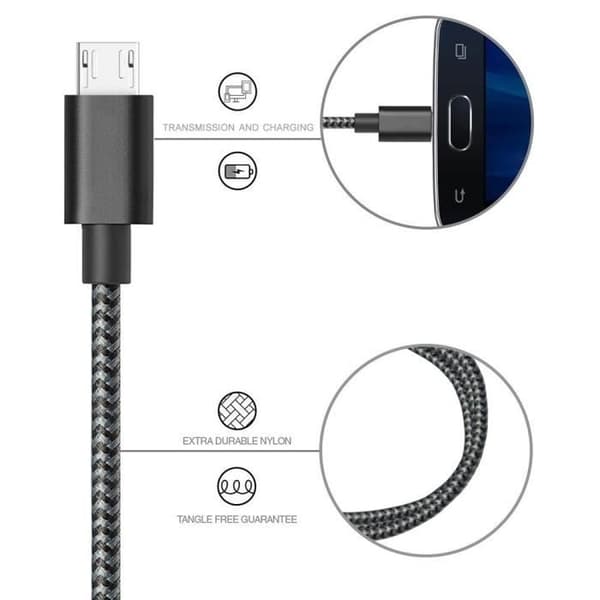 [3-pack] 3M Micro USB-kabel, Micro USB-laddningskabel för Samsung Galaxy S7 Edge S6 S5 S4 S3, Note 5, WIKO, ASUS, HUAWEI, HTC, LG