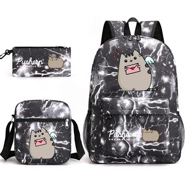 3st Kawaii Pusheen Cat Ryggsäckar Tecknad Pusheen Cosplay Skolväskor Pojkar Flickor Penbag Lunchväska Resväska Barn Födelsedagspresent 6