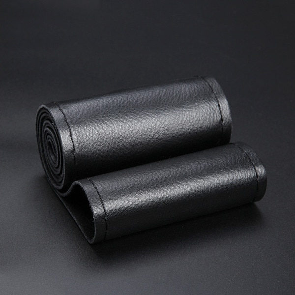 (svart svart) Cover i äkta läder Andas Bekväm gör-det-själv-handsömnad Automatisk rattflätfodral Case bil-SUV black black