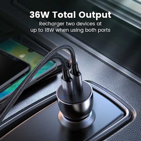 Ugreen 40W PD-billaddare Snabbladdning 4.0 3.0 för Xiaomi QC4.0 QC3.0 Typ C PD Billaddning för iPhone 13 12 Xs 8 PD-laddare Dual PD3.0 20W