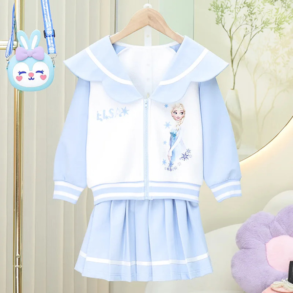 Anime Sanrios My Melody Kuromi Kawaii Autumn Winter Girl Tredelad Barnkostym Jk Plisserad kjol Skjorta Jacket Set Toddler Princess 2PCS 15 110cm