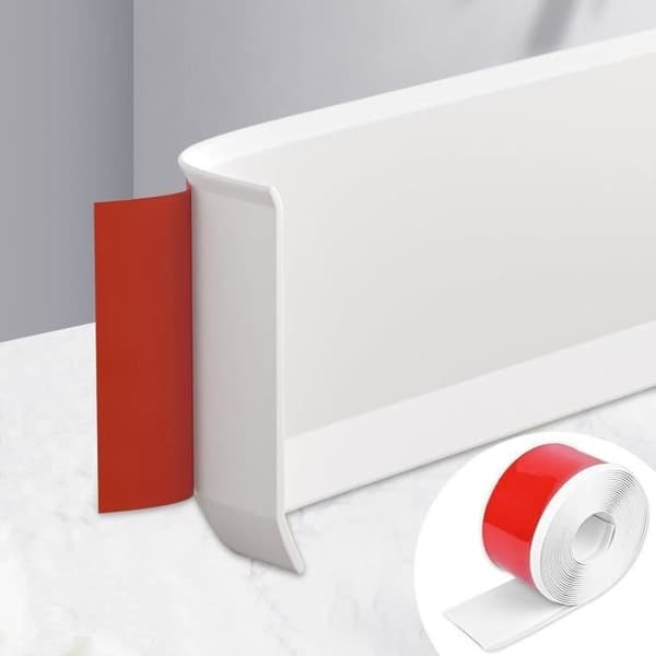 Självhäftande flexibel golvsockel - PVC - 3 m - Vit - Bredd 10 cm - Interiör