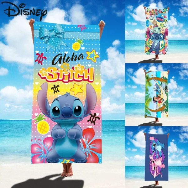 Disney Lilo & Stitch Badhandduk Tecknad Mjuk Absorberande Snabbtorkande Strandhanddukar Kawaii Anime Angel Stitch 3D Print Badhanddukar 27 Thick style 75x150cm