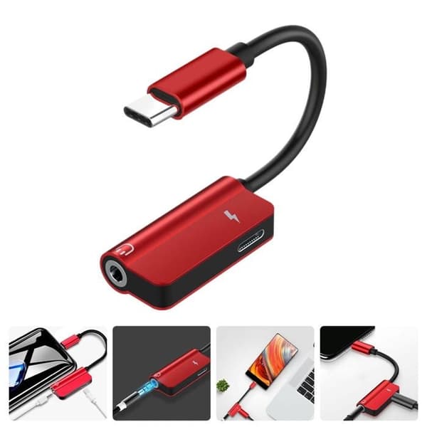 Type-C til 3,5 mm Adapter 2 i 1 Profesjonell Hodetelefonadapterkonverter