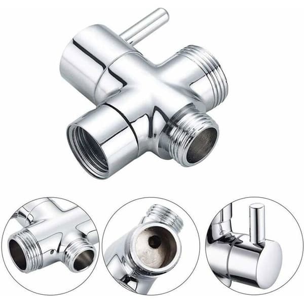 G1/2\" T-adapter med omskifterventil, 3-vejs badeværelsesbruser vandstrømsskift, massiv messing, c