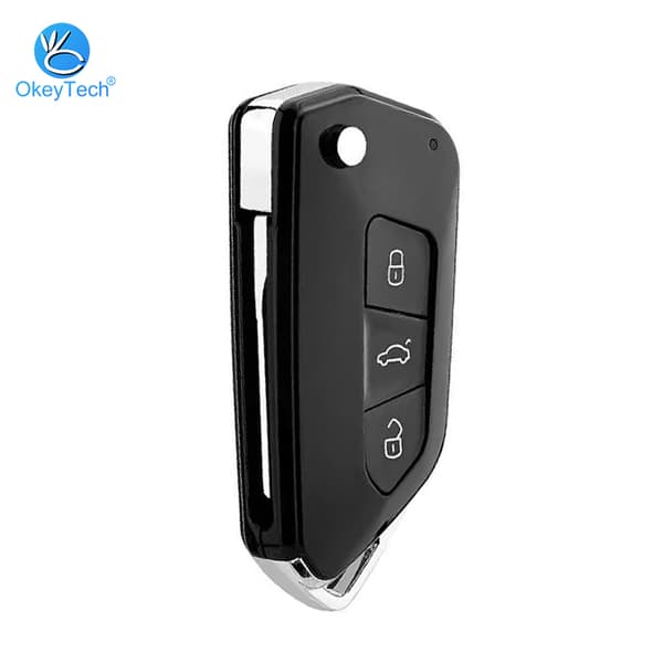 Foldbar afstandsnøglehus modificeret med 3 knapper, Volkswagen Caddy Eos Golf Jetta Beetle Polo Up Touran Replacement Shell
