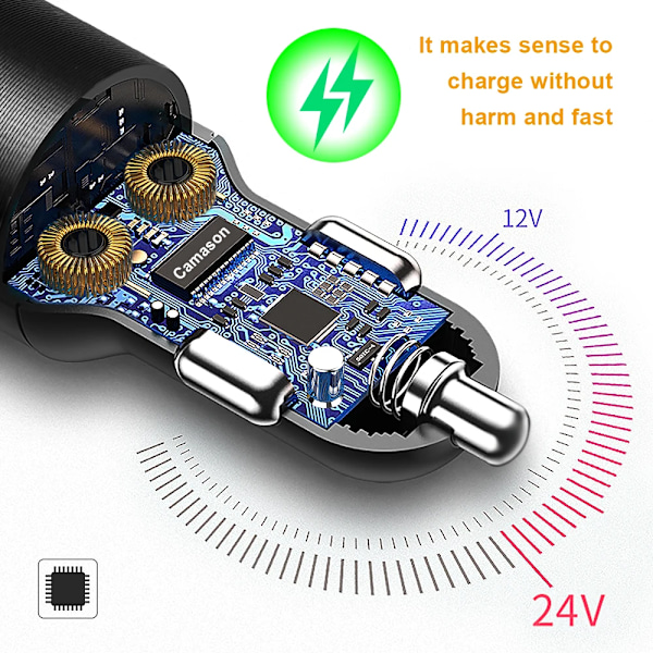 Camason 45W snabbladdare för bil USB Typ C laddning för iphone Xiaomi Huawei telefon PD QC 3.0 24V/12V snabbladdningsadapter produkter 45W Set B With Cable