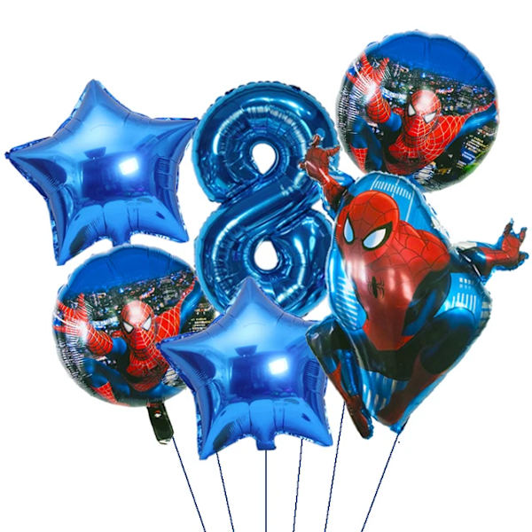 6st Marvel Super Hero Spiderman Set Barn Födelsedagsfest Dekoration Baby Shower Uppblåsbar Pojkar Toy Globos 8