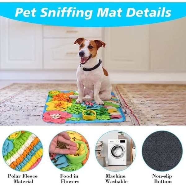 Snusemåtte til hunde, 39 * 39CM Langsom Fodring Søgemåtte, Foldbar Maskinvaskbar Snusemåtte til Kanin, Kat