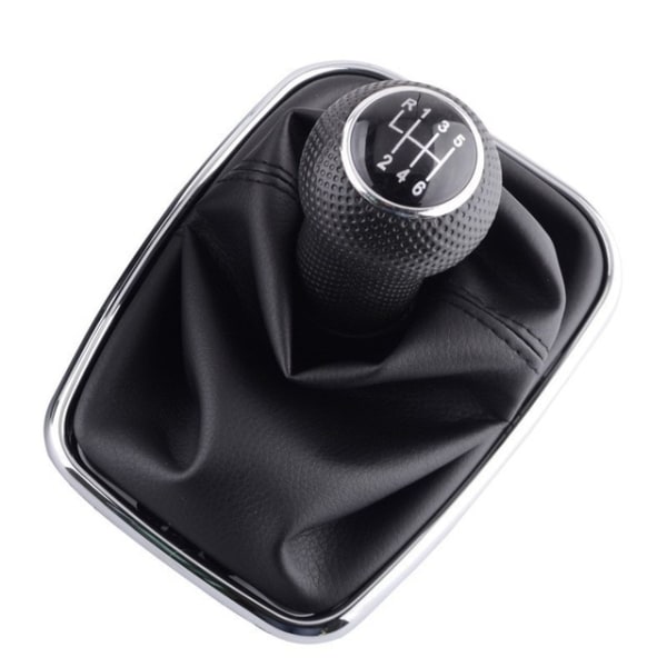 12mm för Volkswagen VW Golf 4 IV MK4 GTI R32 Bora Jetta 5/6-växlad svart ram Växelspaksknopp Spak Damask Boot 1999-2004-6 Speed 6 Speed