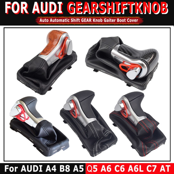 För Audi A4 B8 A5 Q5 2009 2010 2011 2012-2014 Bil Automatisk växelspak Växelspaksknopp Damask Stövel Läder Cover-A6 C6 A6 C6