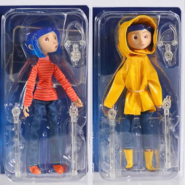 NECA Coraline i randig skjorta/gul regnkappa 7" ABS/PVC Action Figure Toy Doll C