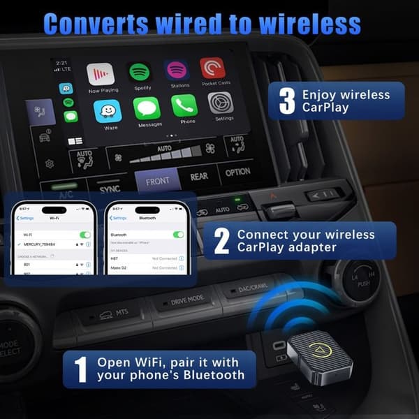 Trådløs Carplay USB-adapter, iOS Auto-adapter, nem Plug & Play, til trådløs Carplay biladapter