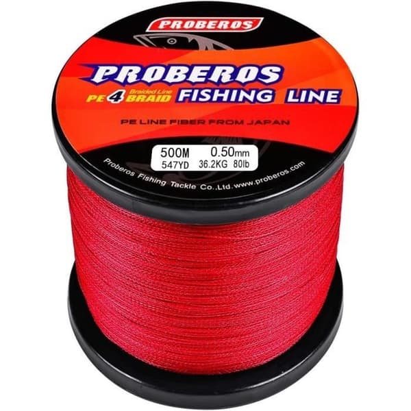 4-säikeinen PE Punottu Siima 80LB/0.5mm - Punainen