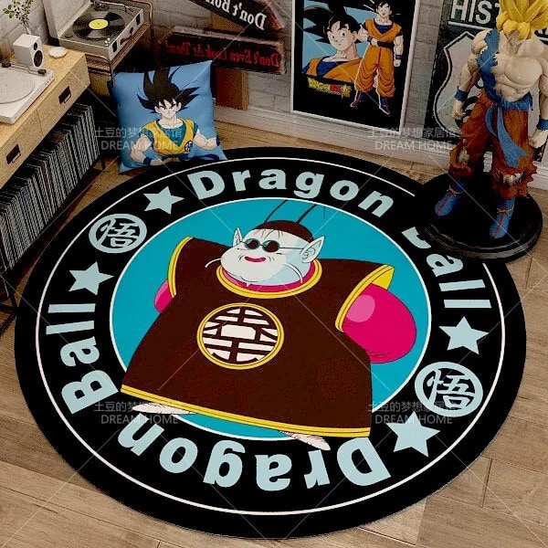 Anime Dragon Ball Rund Hemmatta Tecknad Goku Vegeta Halkfria fotmattor Vardagsrum Sovrum Sängbord Datorstol Golvmattor 13 100x100cm