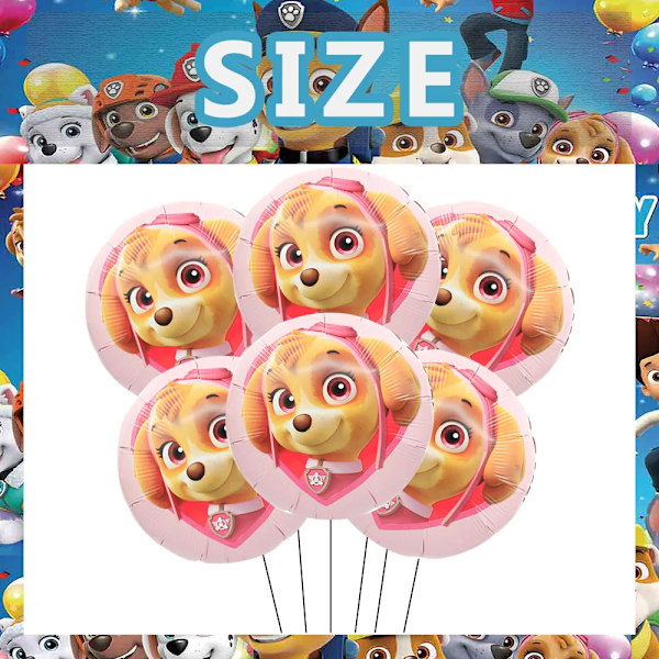 PAW patrullerade dekorativa ballonger för fest födelsedag dekoration flickor gynnar festtillbehör Skye 6 st rund folieballong gör-det-själv-presenter C Ballon 6Pcs