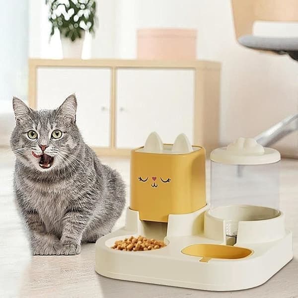 Automatisk Foderautomat til Katte og Hunde - Mad- og Vandskål til Kæledyr
