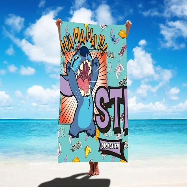 Disney Lilo & Stitch Badhandduk Tecknad Mjuk Absorberande Snabbtorkande Strandhanddukar Kawaii Anime Angel Stitch 3D Print Badhanddukar 4 Thin style 75x150cm