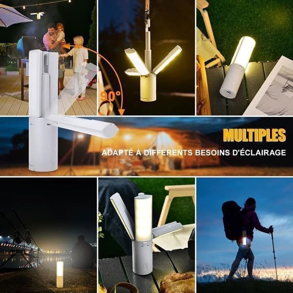 LED Campinglys Oppladbart, Bærbart Sammenleggbart Campinglykt, 4000mAh Oppladbart Campinglys, 5 Moduser White