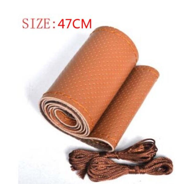 (47CM BRUN)stor cover för RV Truck mikrofiber läder bilrattfläta Hållbar 47cm Anpassad storlek 47CM BROWN