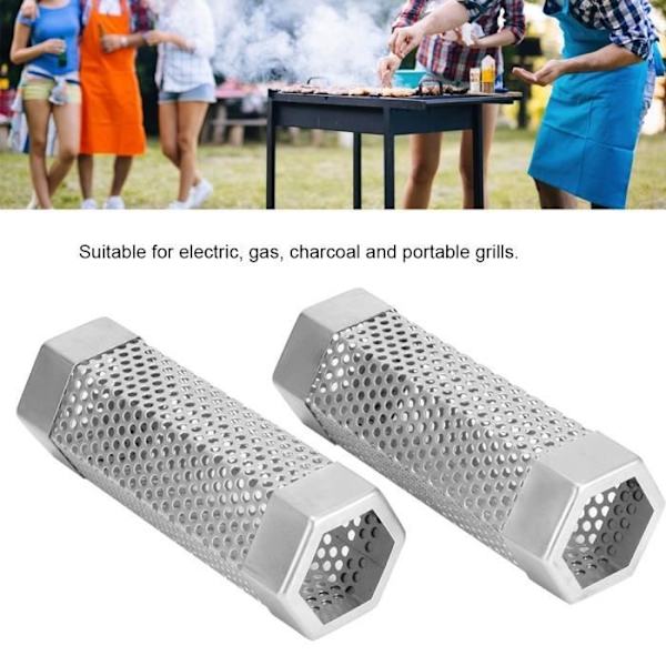 (Rustfrit stål) Røgrør - OMABETA - 2 stk - 304 rustfrit stål - Til grill - Effektiv røgdiffusion Stainless steel