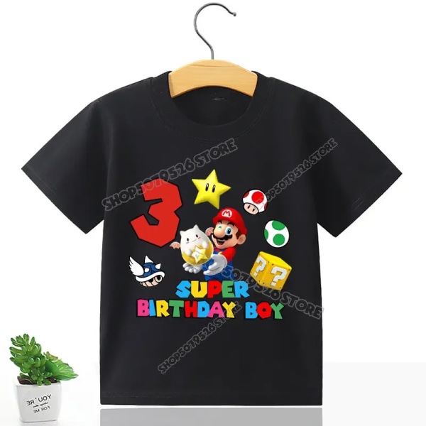 Marioment Number T-shirt för pojke Födelsedagskläder Barn Bomullströjor Toppar Spel Tecknad Sommar Digital Baby Tee Shirt black-MLA1254 120