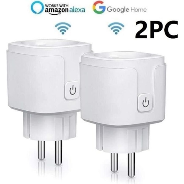 2-pack Wifi Smart Plug, 16A Kompatibel med Android iOS Amazon Alexa Home Assistant, Programmerbar Ström Fjärrkontroll App
