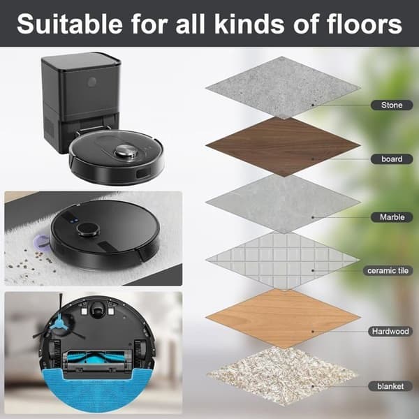 Tilbehørssett for Ultenic D10/T10 Lite, for Proscenic Q8 Max/Q8, for Trouver E10/E20 Pro/E20 Plus