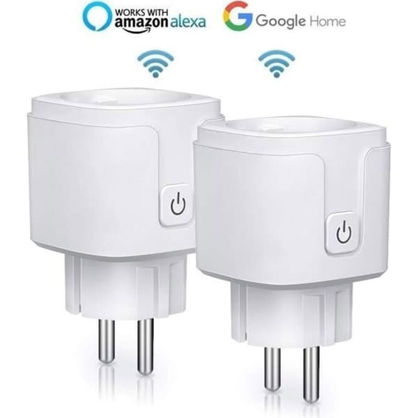 (Hvit) 2 stk. Smart WiFi-plugg, 16A Kompatibel med Android iOS Amazon Alexa Home Assistant Programmerbar Strøm Fjernkontroll App White