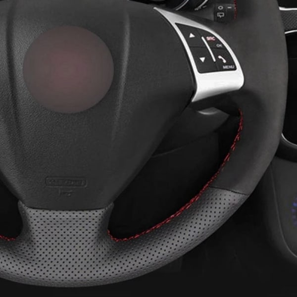 (Stil 1) Cover DIY Svart äkta lädermocka för Fiat Punto Bravo Linea 2007-2019 Qubo Doblo 2008-2015 Grande Punto Style 1