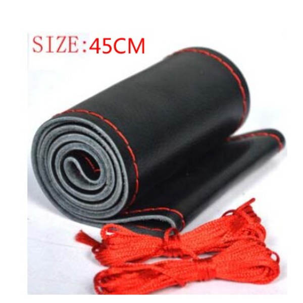 (45CM BACLK LINE RED)stort cover för RV Truck mikrofiber läderbil 45cm rattfläta Slitstark 45CM BACLK LINE RED