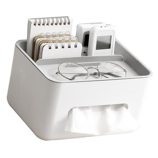 (Vit, Grå) Vvikizy Multifunktionellt Lock för Pappersbox, Lock för Pappersbox i Möbelstil, Vit Bas och Grått Lock White, Grey