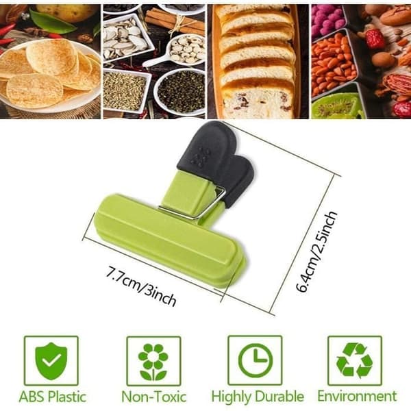 Forseglingsclips, lukning af madpose, 9 stk. plastik madclips til åben pose / kaffepose, poseclips