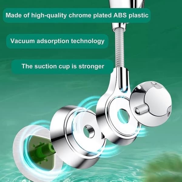 360° Brusehovedholder - Universal - Ingen boring - Hvid