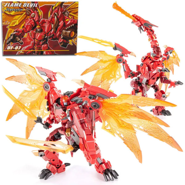 Ny Jinbao Transformation Flame Dragon 8871 KO Red Dragon Deformation Figurleksaker Modell PE DF07 DF-07 Red without box