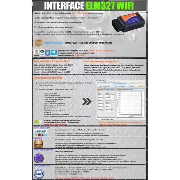 Automotive Diagnostic Interface - ELM327 - Wi-Fi - OBD2 - Multibrand