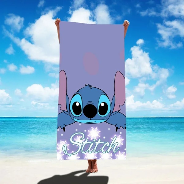 Disney Lilo & Stitch Badhandduk Tecknad Mjuk Absorberande Snabbtorkande Strandhanddukar Kawaii Anime Angel Stitch 3D Print Badhanddukar 15 Thin style 75x150cm