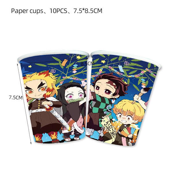 Kimetu No Yaiba Barn Födelsedagsfest Dekoration Bordsservis Papperskoppar Tallrikar Servetter Demon Slayer Tema Baby Shower Pojkar Tillbehör 210X150cm-1