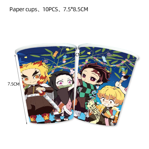 Kimetu No Yaiba Barn Födelsedagsfest Dekoration Bordsservis Papperskoppar Tallrikar Servetter Demon Slayer Tema Baby Shower Pojkar Tillbehör BPQZ-80PCS