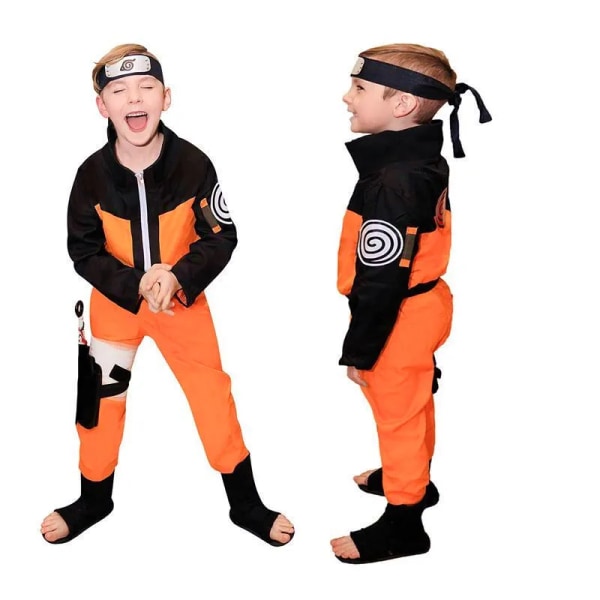 Anime Naruto kostym för barn Cosplay set med Ninja pannband Utför Halloween kostymer Festkläder Vuxna Barn Pojkar Naruto 3pcs set 100-110CM