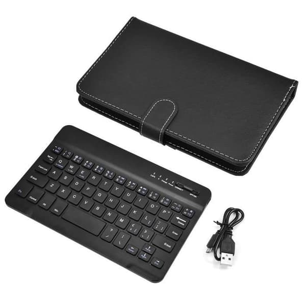 (Sort) Bluetooth-tastaturcover - BELLE TECH - Universal - Sort - Integreret stativ - Kompatibel med iOS/Android Black
