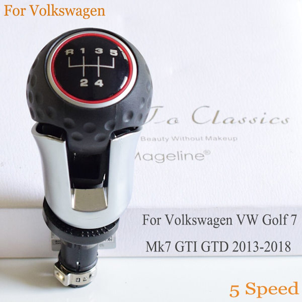 Auto svarta läderstövlar Växelspaksväxlingsknopp 5/6 hastighet för Volkswagen VW Golf 7 A7 MK7 VII för GTI GTD 2013-2018-alternativ3 option3